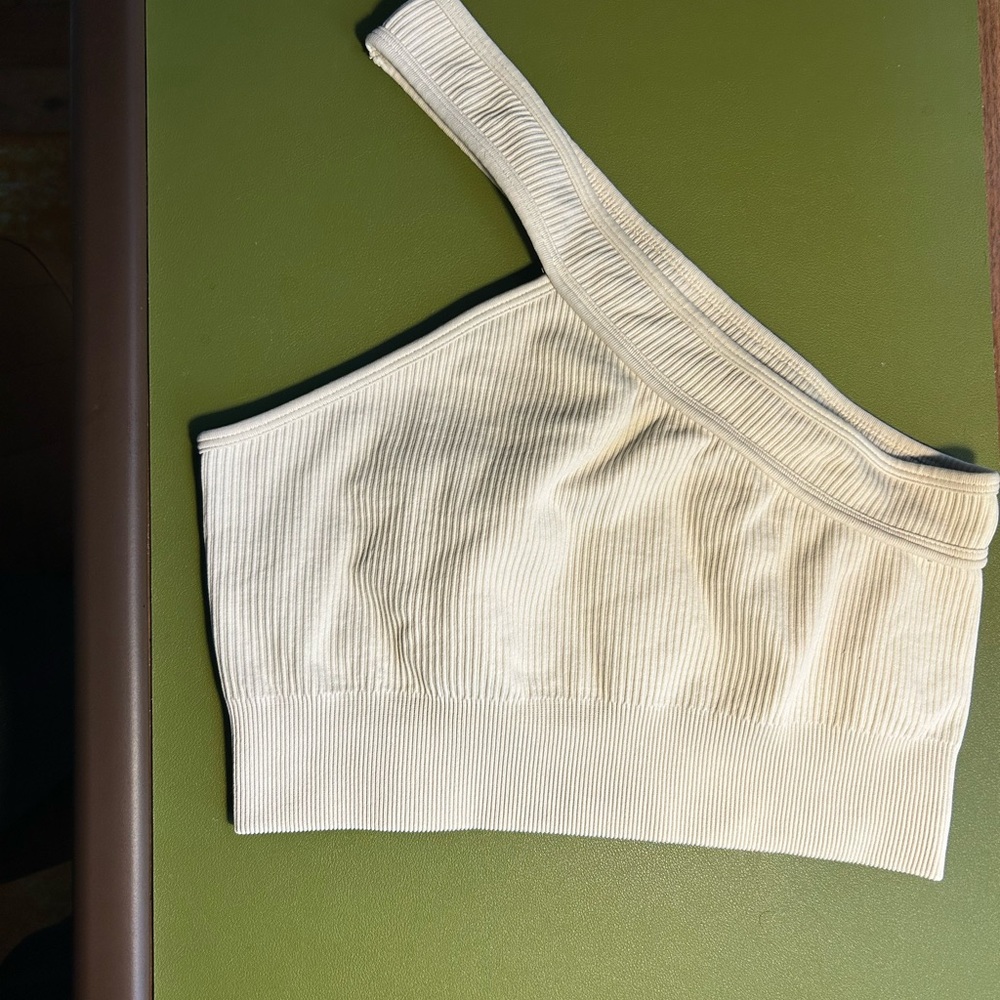 Asymmetrical Cream Sports Bra